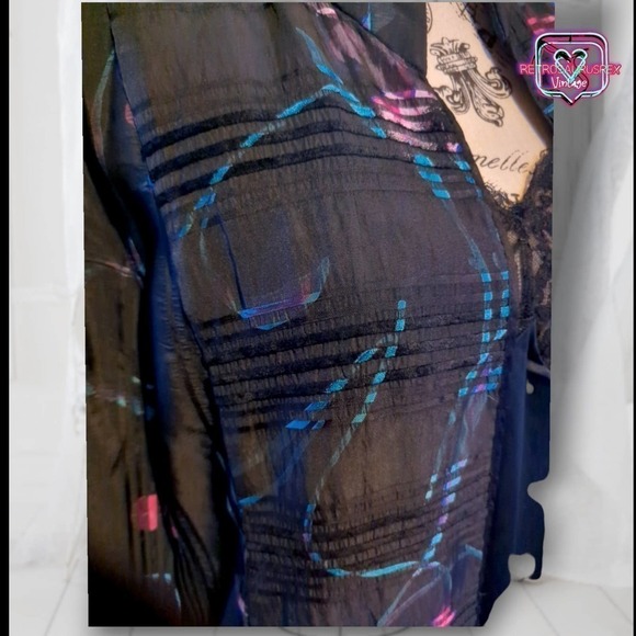 VINTAGE Asian Inspired Open Front Kimono Blazer - Picture 2 of 7